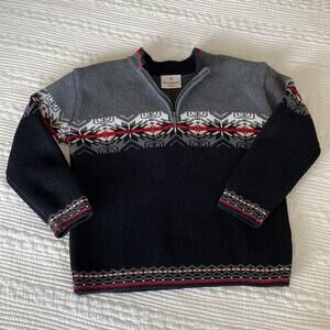 Hanna Andersson Boy's 1/4 Zip Pullover Fair Isle Cotton Sweater 110 / Size 5